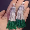 Boucles d'oreilles en eau douce blanche zircon verte d'agate ronde 3-4 mm en gros perles