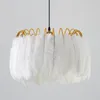 Pendant Lamps Modern Restaurant Ins Feather Chandelier Nordic Living Room Girl Romantic Children's Bedroom Lamp Light