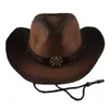 Beretten retro grote riem straw hoed pa-pyrus gekrulde jazz top cowboy cap hipster brede buitentrend zon