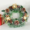 Decorative Flowers Christmas Wreath Outdoor Decoration Hanging Ornament With Pine Leaves Cones And White Roses