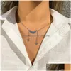 Chokers minimalism Moon Crescent Star Pendant Choker Necklace For Women Girls Clavicle Chest Thin Chain Jewelry Drop Delivery Neckla DHSNF