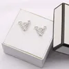 Stud Designer Plated 925 Silver Luxury Brand Designers Letters Geometrische beroemde vrouwen Ronde Crystal Rhinestone Earring Wedding Cirkel Diamond Ruby Gift FSCP