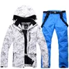 Skiing Jackets Thicken Warm Ski Suit Men Women Winter Windproof Waterproof Gloves Snowboarding Jacket Pants Set Male Plus Size 3XL 221203