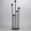 Metal Candle Holder 5 Arms Black Candlesticks Wedding Table Centerpiece Candelabra Pillar Stand Road Party Wystrój imprezowy