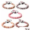 Pulseira de pedra natural rosa de mi￧anga rosa Bracelete zebra aventurina Ajuste, comprimento de corda ajust￡vel Bracelets doce doce