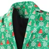 Herenpakken blazers 3 stuks sets mannen vestjassen broek kerst gedrukte mannelijke uitvoeringen sets groen deel coustumes 221201