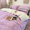 Bedding sets Fashion Set White Green Double Bed Linens Nordic Duvet Cover Pillowcase Queen Size Flat Sheet Classic Grid Kids Winter 221206