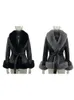 Damesleer Faux Elina Pu Korte Jassen Fashion Tie Belt Taille Coats Elegante zijzakken Fur Vrouwelijke dames 221202