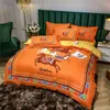 Sängkläder set lyxig egyptisk uppsättning Galloping Horse Printed Wedding Present Set Queen King Size Däcke Cover Flat Bed Sheeet 221206