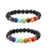 Bracelet en pierre naturelle de lave noire de 8 mm 7 Reiki Chakra Perles Bangle Aromathérapie Huile essentielle Diffuseur Men Bijoux Drop délivre Dho8l