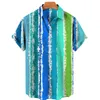 Camicie casual da uomo 2022 Camicia hawaiana fresca estiva Stampa a righe colorate Maglietta da uomo giornaliera a maniche corte traspirante leggera 5XL