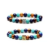 Beaded 7 Chakra Natural Stone Armband Bangles Sier Square Bangle Turquoise Yoga Nce P￤rlor Buddha B￶narmband Kvinnor smycken DRO DHZ9R