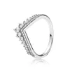 CZ Diamond Ring Ring Juego de plata esterlina real con caja original para Pandora Princess Wishbone 3 en 1 Anillos para mujeres Joyas de compromiso de niñas