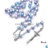 Hänge halsband religiösa smycken colorf plast radband halsband metall kors katolska droppleveranshalsband hängsmycken dhdrw