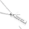 Pendant Necklaces Stainless Steel Pendant Necklace Creative Wishing Column Diy Couple Valentines Day Gift Supplies Drop Delivery Jew Dhxet