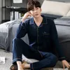 Men's Sleepwear Autumn Pajamas 100 Cotton Full sleeve Mens Turn down Collar Homewear Thin Simple Style Solid Color Comfort 221202