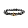 Perlé 12 Options Hématite Perles Squelette Charme Cz Skl Tête Casque Or Sier Noir Vintage Bracelets Bijoux Psera Hombres Drop Deliv Dha8L