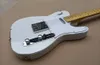 6 cordas guitarra elétrica de relíquia branca com interruptor de corte de tom de bordo amarelo braço branca Pickguard personalizável