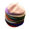 Berets Winter Women Casual Wool Beret Cap Girl Cashmere Artist Knit Hat Bone Casqueete