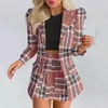 Vestido de duas peças feminino de manga comprida Blazer de saia Blazer de cor sólida Cor três vestidos com shorts anexados um maiô