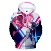 Sweats à capuche pour hommes Darling In The Franxx 3D Hommes Femmes Imprimer Anime Cher Frank Sweatshirts 2022 Mode Pulls Harajuku À Capuche