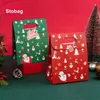 Gift Wrap StoBag 10pcs Green/Red Marry Christmas Packaging Kraft Box with Handle Santa Claus Kids Holiday Happy Year Party Favors 221202