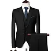Men's Suits Blazers Jacket Vest Pants Three piece Solid Color Slim fit Boutique Business Fashion Clothing Set 221202