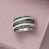 Hochzeit Ringe Luxus Weibliche Kristall Geometrie Ring Charme Silber Farbe Engagement Dainty Weiß Grün Zirkon Stein Für Frauen