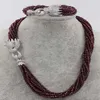 10ROWS GARNET RUND Facetterat halsband och armband 20 tum 8x4mm