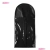 Packing Bags Black Hair Extension Packing Bag Carrier Storage Wig Stands Extensions For Carring And Drop Delivery Office School Busi Dhwzq