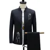 Men's Suits Blazers 2 Pcs Set Suit Jacket Pants Fashion Slim Casual Business Linen Stand Up Collar Coat Stretch Waist 221202