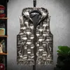 Men's Vests 3633 Black Gold Shiny Surface Sleeveless Jacket Men With Hooded Vest Coat Slim Warm Waistcoat Men Slim Plus Size 5XL Autumn 221202