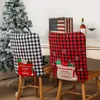 의자 표지 격자 무늬 뒷 덮개 두꺼운 크리스마스 봉투 모양 식당 좌석 홈 테이블 장식