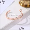 Bangle Designer Exquisite Alloy C Shape Open Armband Bangles Rose Gold Sier Color Metal Simple Jewelry for Women Drop Delivery Dhejz