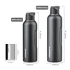 Thermoses UZSPACE Edelstahl-Wasserflasche mit Strohhalm, direktes Trinken, 2 Deckel, Vakuumflasche, hält und kalt, ideal zum Wandern, Radfahren, 221203