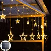 Dekoracje ogrodowe świąteczne światła słoneczna gwiazda księżyca Dekoracja sznurka LED do domu na świeżym ślubie Lampa Lampa wakacyjna 221202
