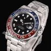 ARF GMT VR3186 PEPSI AUTOMATYCZNE MENS OBEJRZYJ RED BLUE CERMIC BLEAD BLACK Dial 904L Ostersteel Bransoletka Super Edition Ta sama karta szeregowa gwarancyjna ptrx Puretime B2