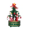 Dekorativa föremål Figurer Julgran Trä Rotary Music Box Creative Gift Window Octave Bell Ornament 221203