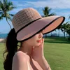 Sombreros de ala ancha Sombrero de paja de verano Gorra con visera hueca para mujer Compras de viaje Sombreado de borde grande que combina con todo