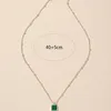 Gargantilla Simple Casual Color plata cadena verde piedra geométrica colgante collar elegante mujer Chic clavícula joyería