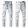 Mäns jeans 2022 Designer Mens Jeans Hip-Hop Fashion Zipper Hole Wash Jean Pants Retro rivna Fold Stitching Men Design Motorcykel Ridning Cool Slim Pantoapi