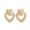 Stud Fashion Jewelry Heart Earrings Hollowed Metal Double Peach Stud Drop Delivery Dhgem