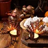 Decorative Flowers Thanksgiving Candle Holder 6pcs Metal Turkey Tea Light Candleholders Fall Table Decoration Autumn Harvest Candlestick