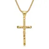 Rostfritt stål Jesus Cross Pendant Necklace Gold Chain Hip Hop Halsband för kvinnor Män fina smycken