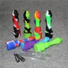 DHL Smoke Silicone Nectar Pipe Kit med Ti Quartz Tip Dab Straw Oil Rig Rökning Accessorie Handrör