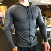 Herr t shirts jacka zip up hoodie lång ärm t skjortor gym sportkläder som kör träning t -shirt för män huva tröjor 221202
