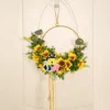 Decorative Flowers Bee Festival Garland Wall Hanging Wreath Pendant Adornment Wrought Iron Door