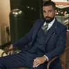 Мужские костюмы Blazers Серый шерстяной зимний костюм для мужчин Herringbone Slim Fit Официальное жених смокинг 3 кусок свадебный мужской жилет мужской жилет 221201