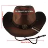 Beretten retro grote riem straw hoed pa-pyrus gekrulde jazz top cowboy cap hipster brede buitentrend zon