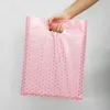 Gift Wrap 50pcs Pink Gold Dot Plastic Handle Bags Clothing Packaging With Handles Shopping Bag 221202